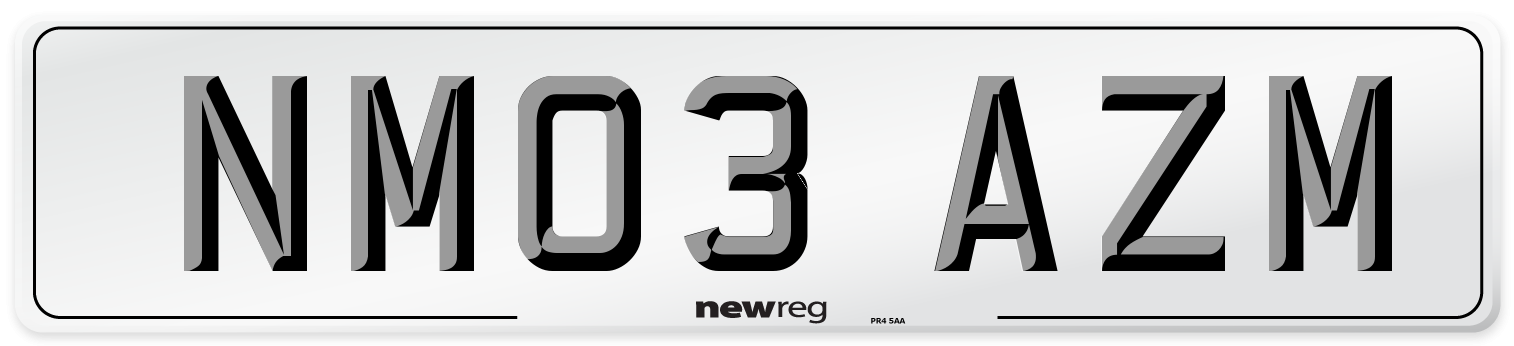 NM03 AZM Number Plate from New Reg